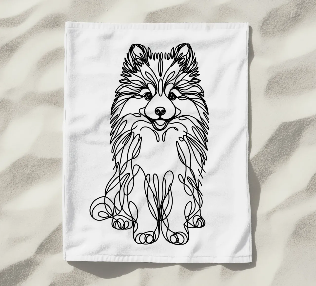 Cane Pomsky Line Art telo mare da WijdevenDesign