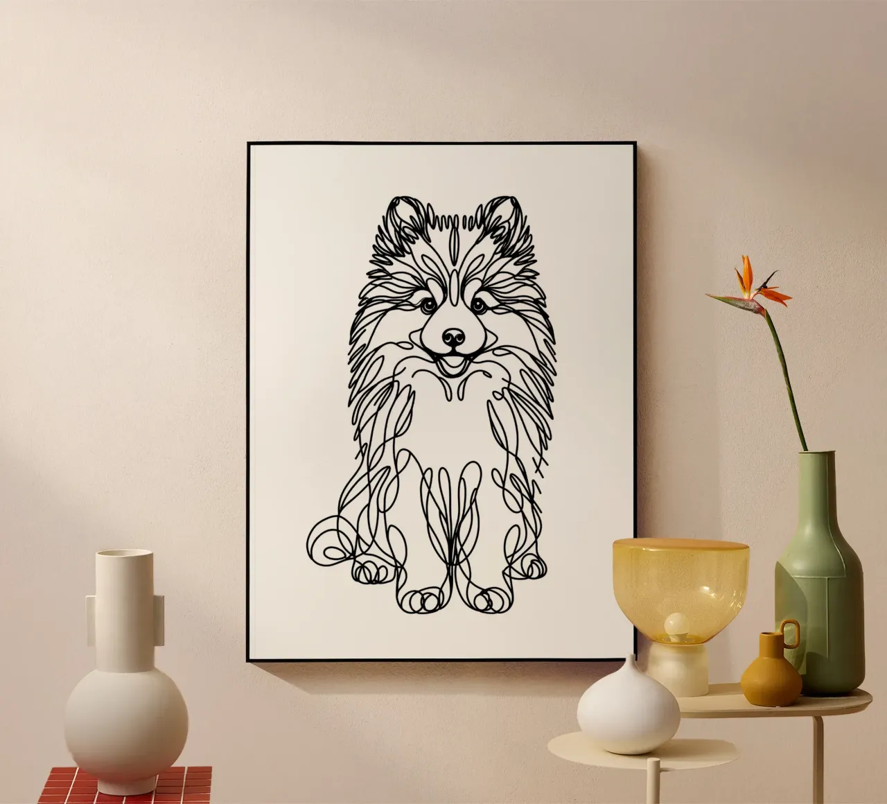 Cane Pomsky Line Art plexiglass da WijdevenDesign
