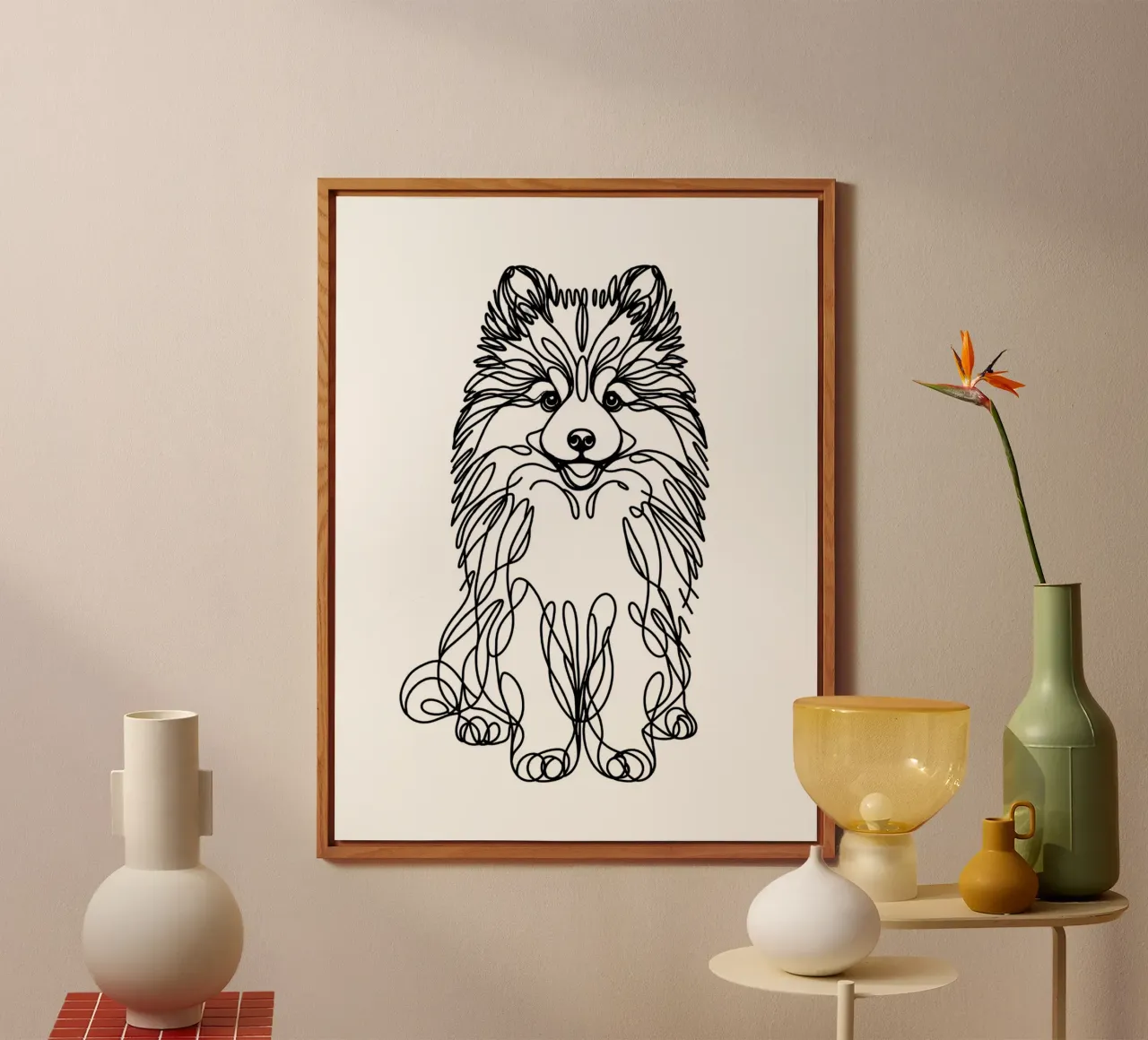 Cane Pomsky Line Art alluminio dibond da WijdevenDesign