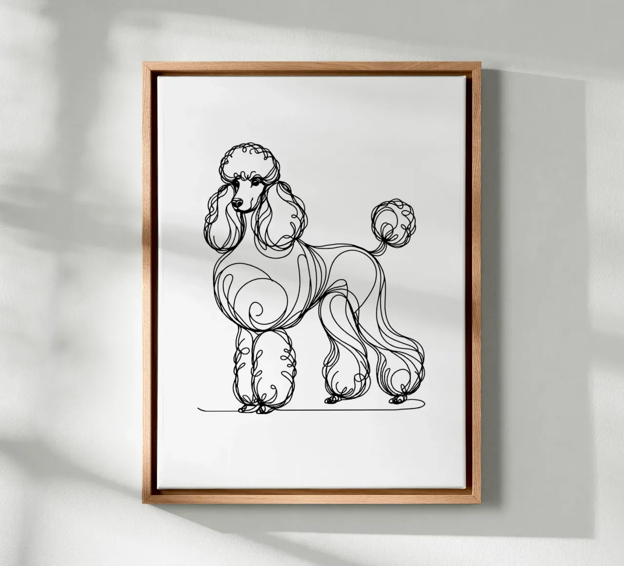 Cane barboncino Line Art tela con Cornice a cassetta da WijdevenDesign