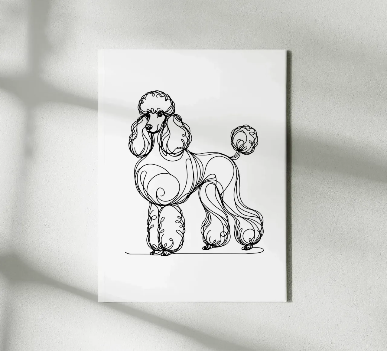 Cane barboncino Line Art tela con Cornice a cassetta da WijdevenDesign