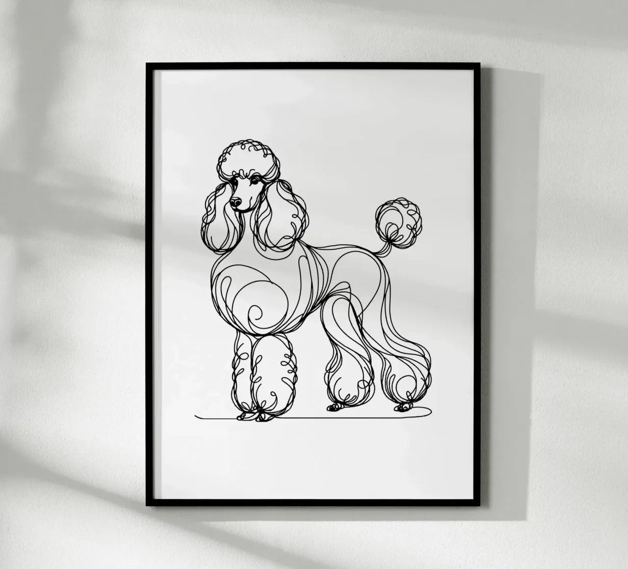 Cane barboncino Line Art poster con telaio in plastica da WijdevenDesign