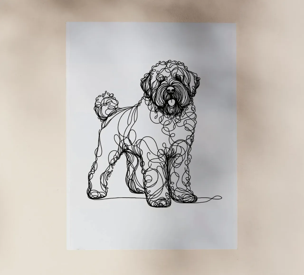 Cane d'acqua portoghese Line Art pellicola backlit da WijdevenDesign