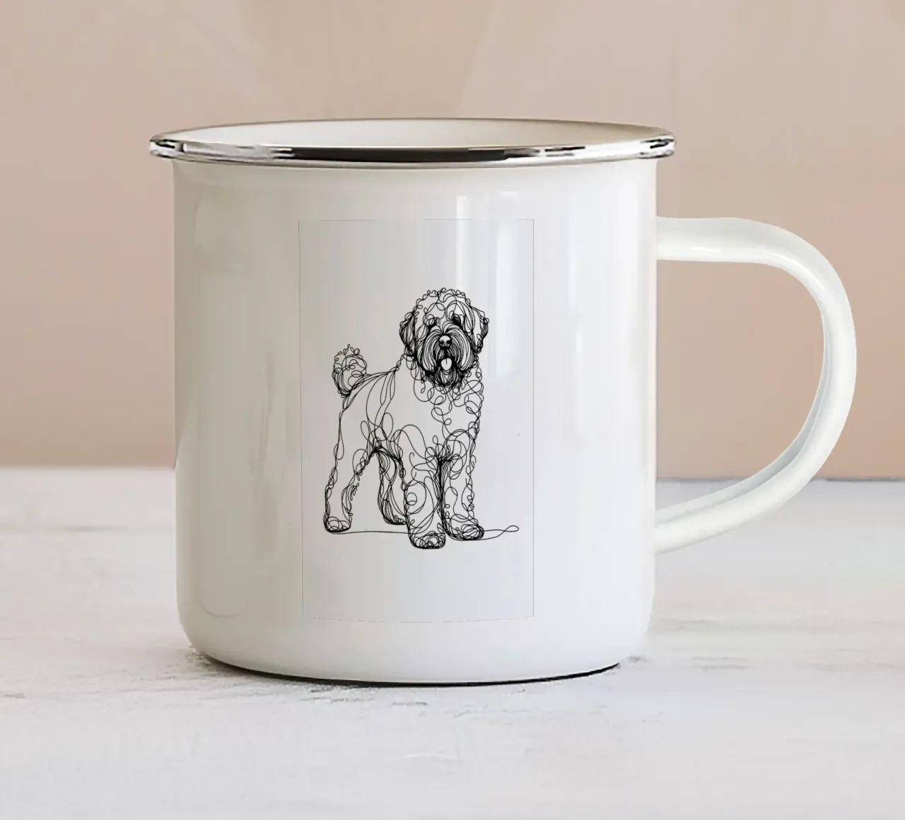 Cane d'acqua portoghese Line Art tazza in smalto da WijdevenDesign