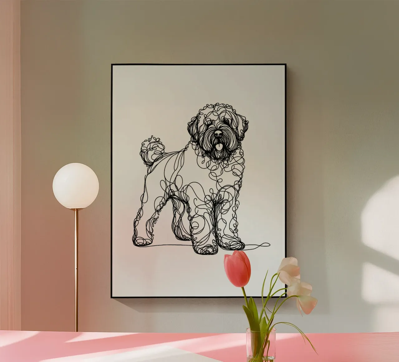 Cane d'acqua portoghese Line Art plexiglass da WijdevenDesign