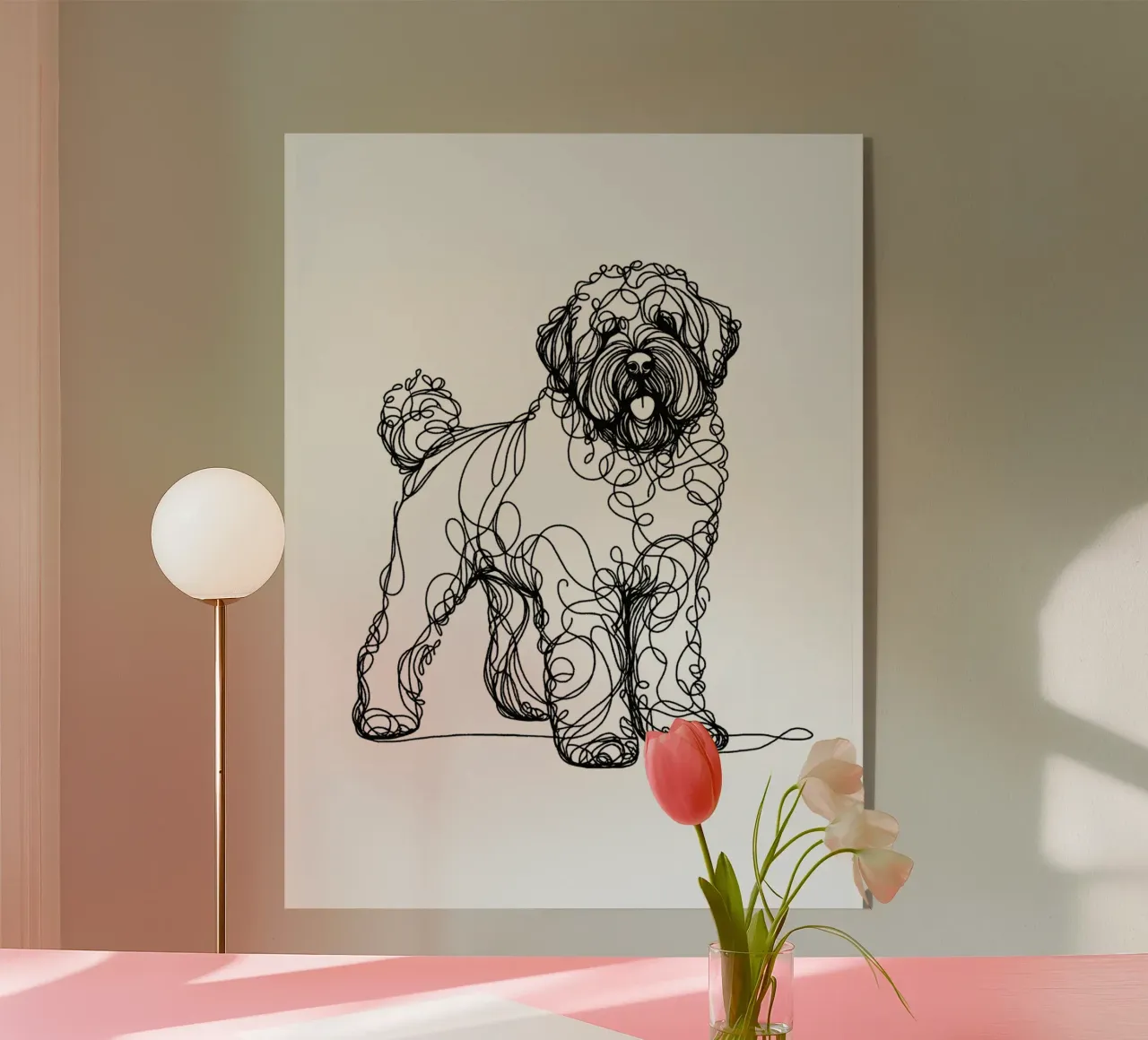 Cane d'acqua portoghese Line Art plexiglass da WijdevenDesign