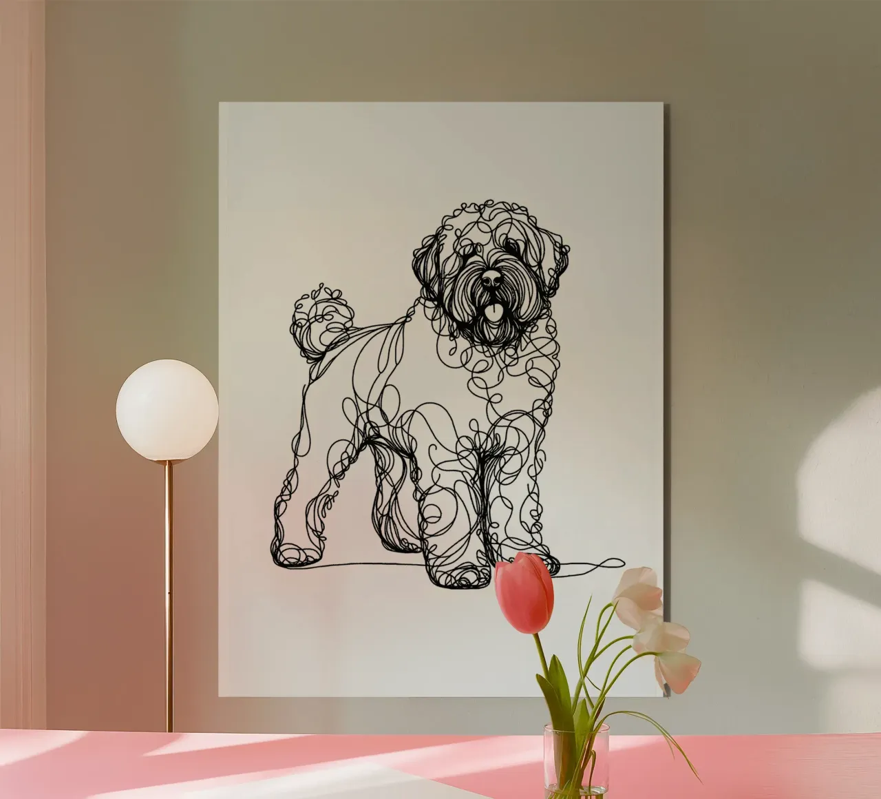 Cane d'acqua portoghese Line Art alluminio dibond da WijdevenDesign