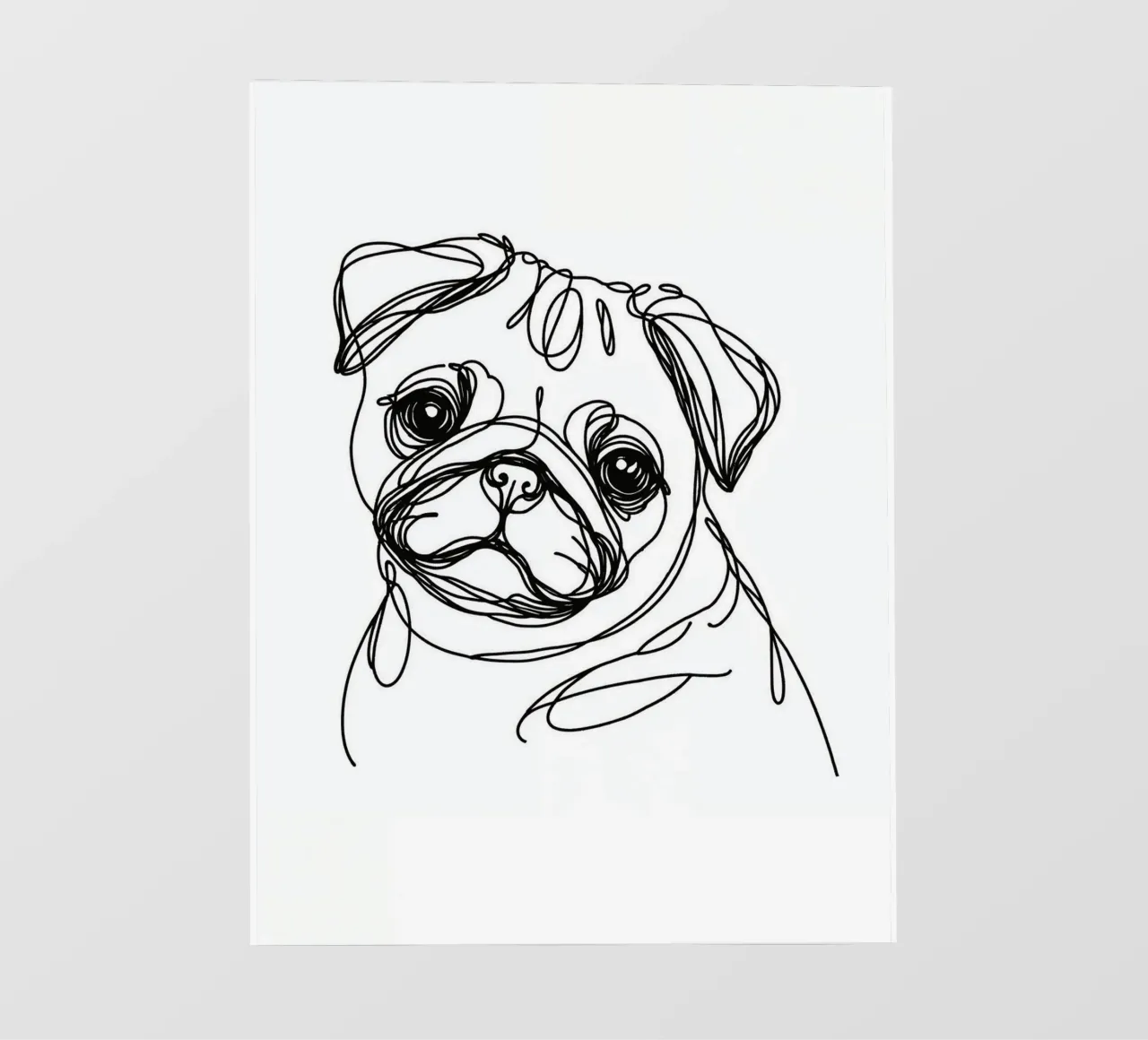 Dessin au trait d'un chien carlin bâche pvc de WijdevenDesign