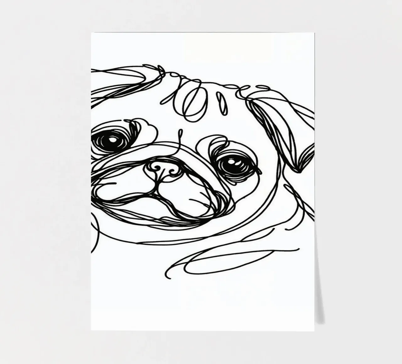 Dessin au trait d'un chien carlin planche autocollant de WijdevenDesign