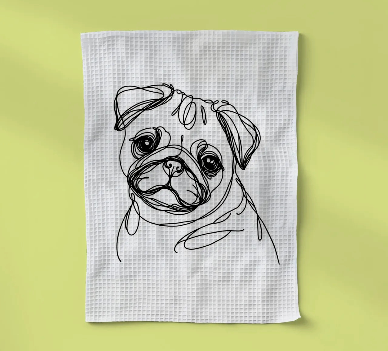 Dessin au trait d'un chien carlin torchon de WijdevenDesign