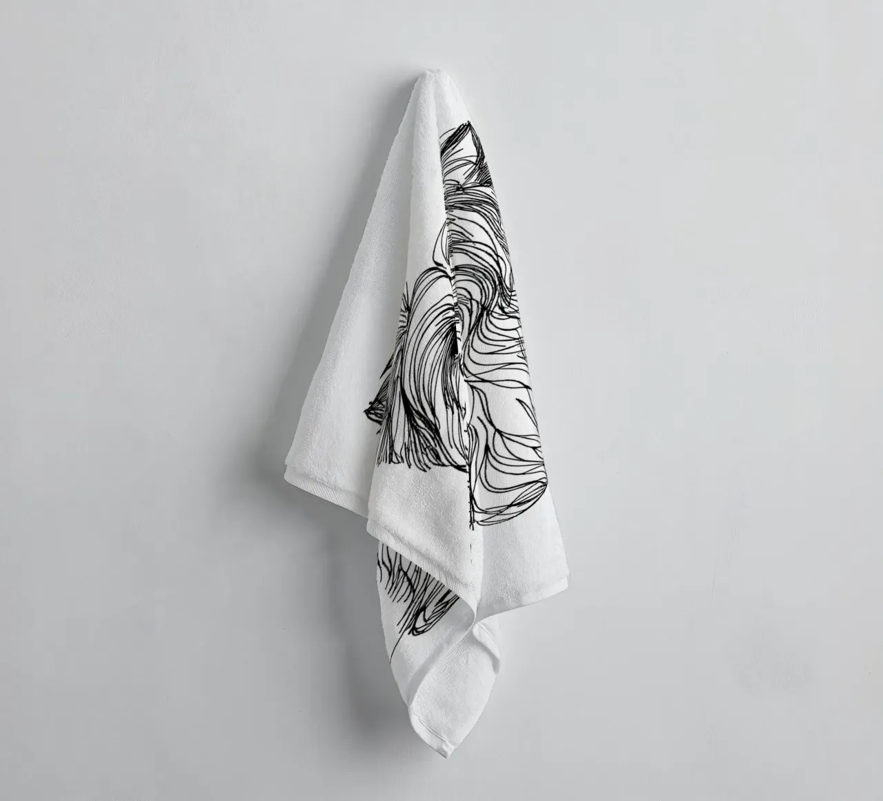 Dessin au trait d'un chien terrier serviette de bain de WijdevenDesign
