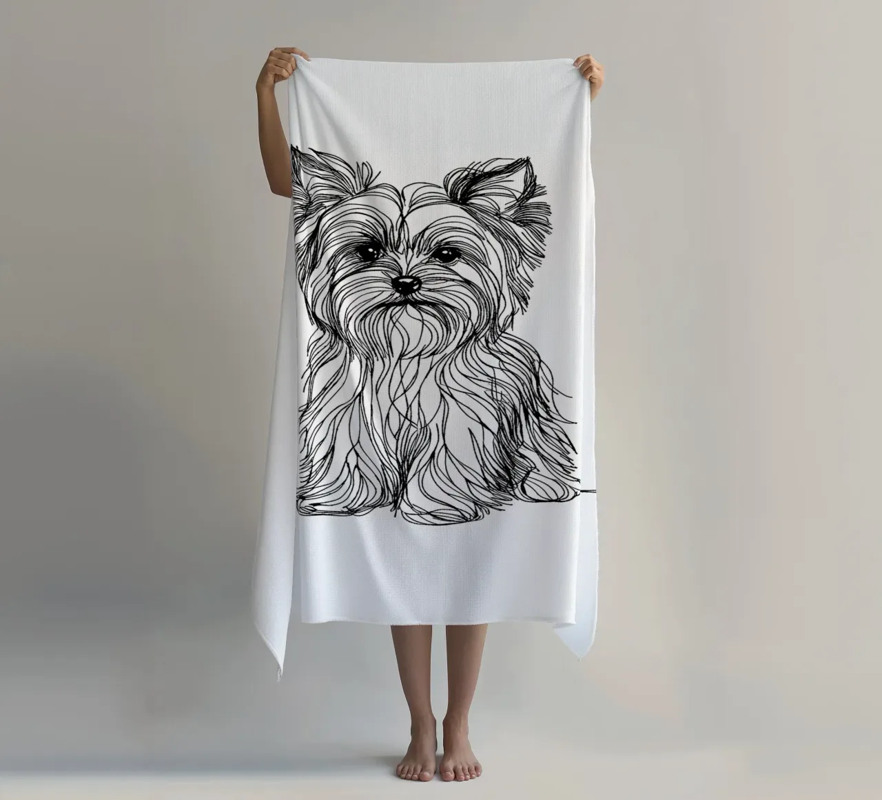 Dessin au trait d'un chien terrier serviette de plage de WijdevenDesign