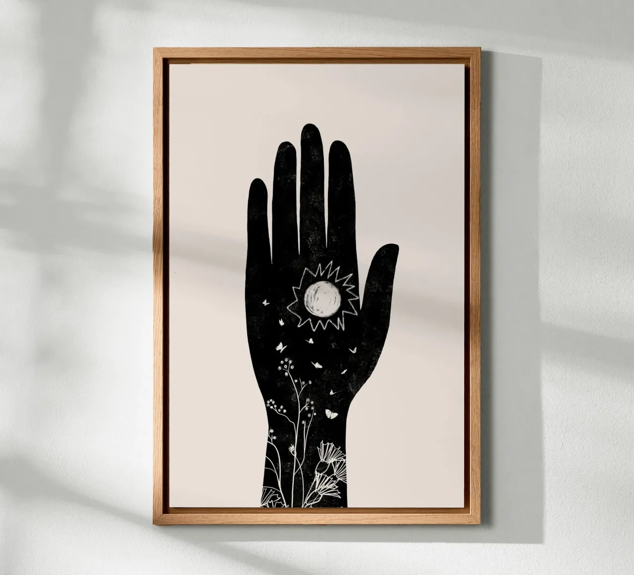 Cats & Dotz - Sole a mano Hamsa tela con Cornice a cassetta da The Artcircle
