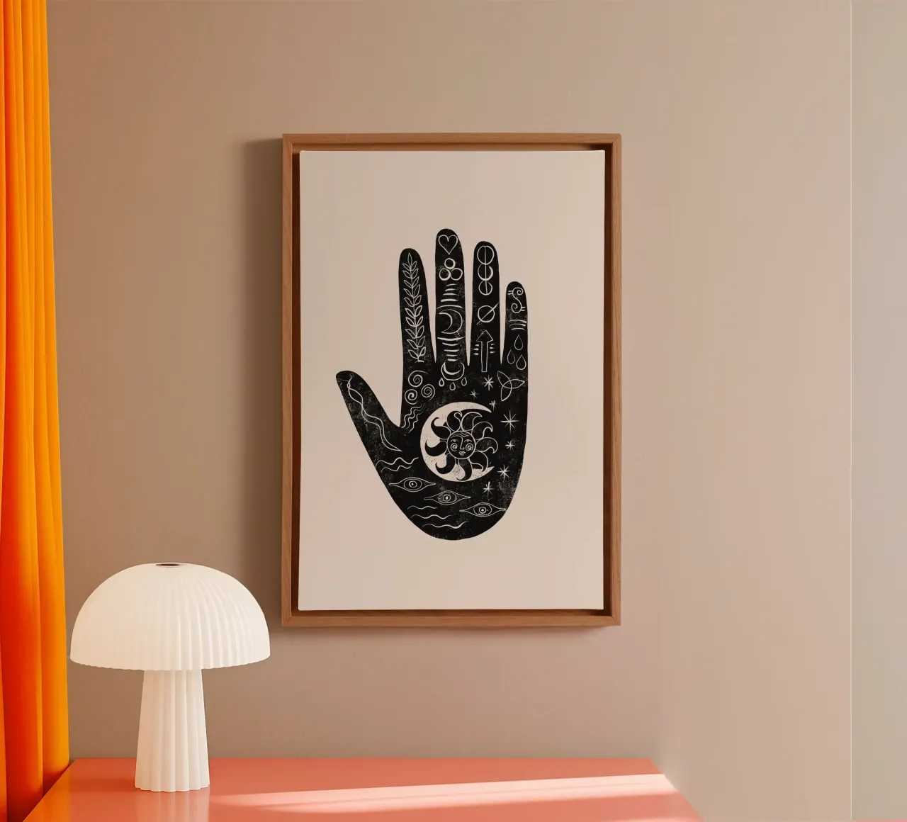 Cats & Dotz - Hamsa Hand Zon 02 canvas met Baklijst van The Artcircle