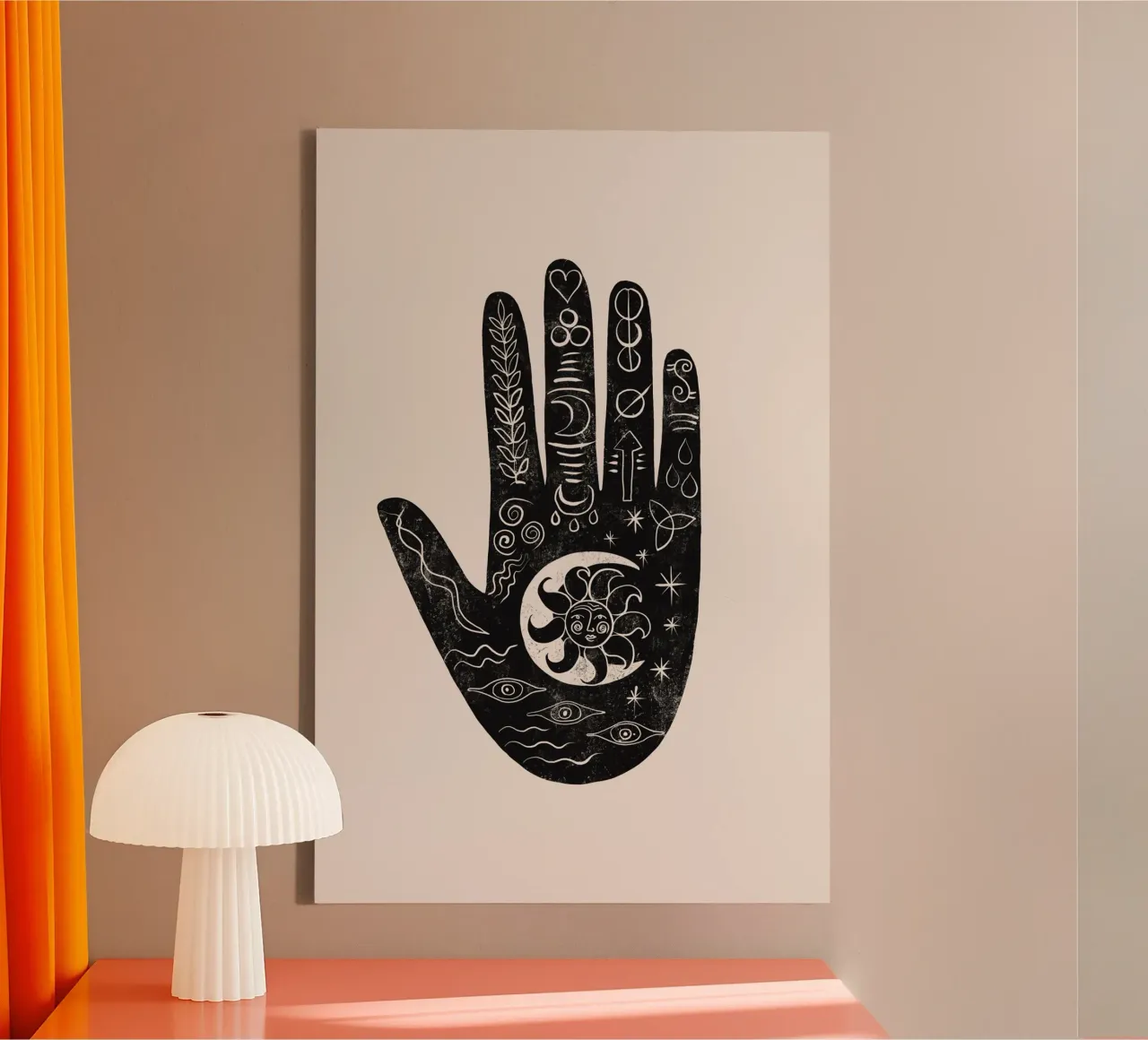 Cats & Dotz - Hamsa Hand Zon 02 canvas met Baklijst van The Artcircle