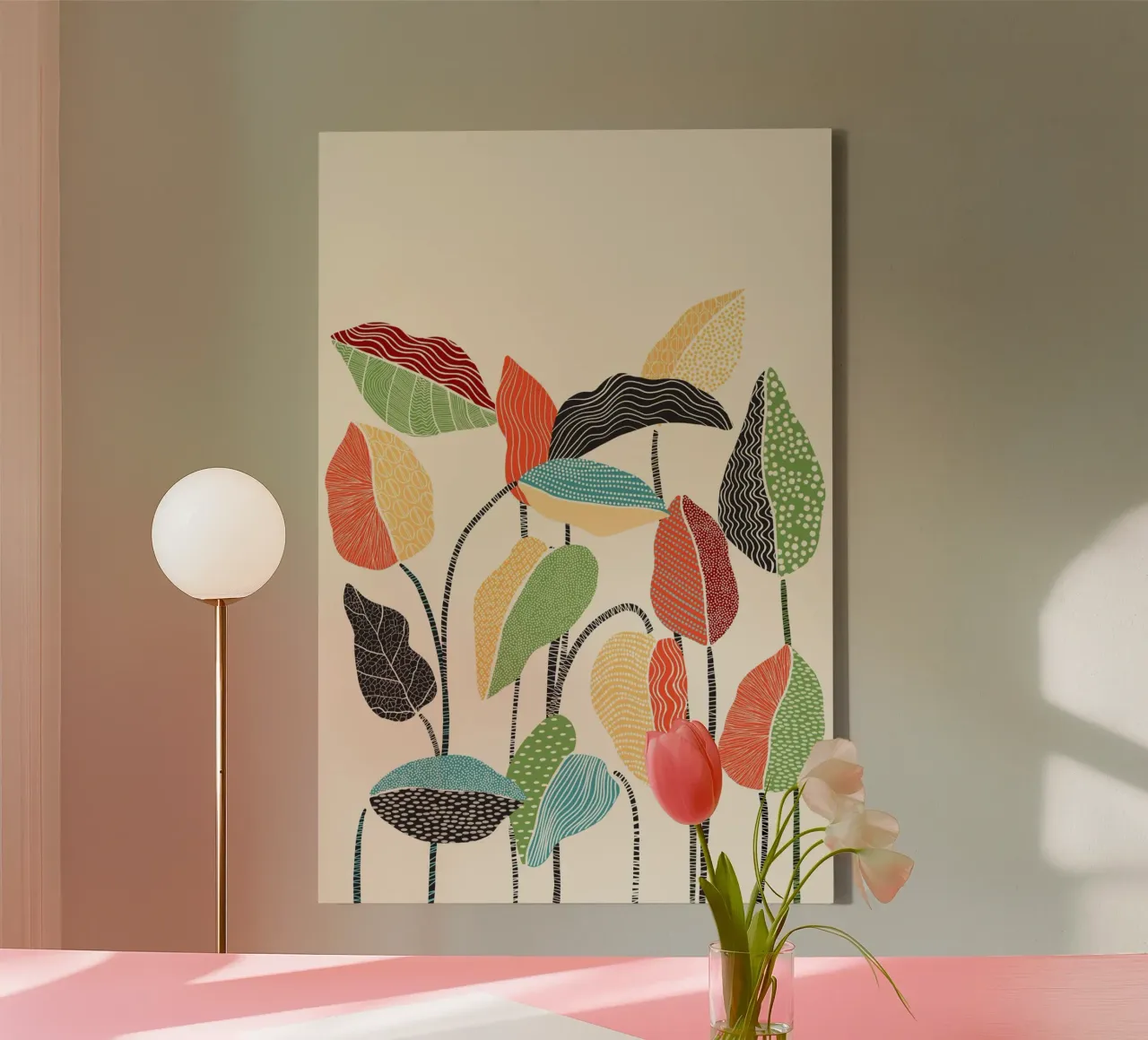 Cats & Dotz - Happy Leaves 01 canvas met Baklijst van The Artcircle