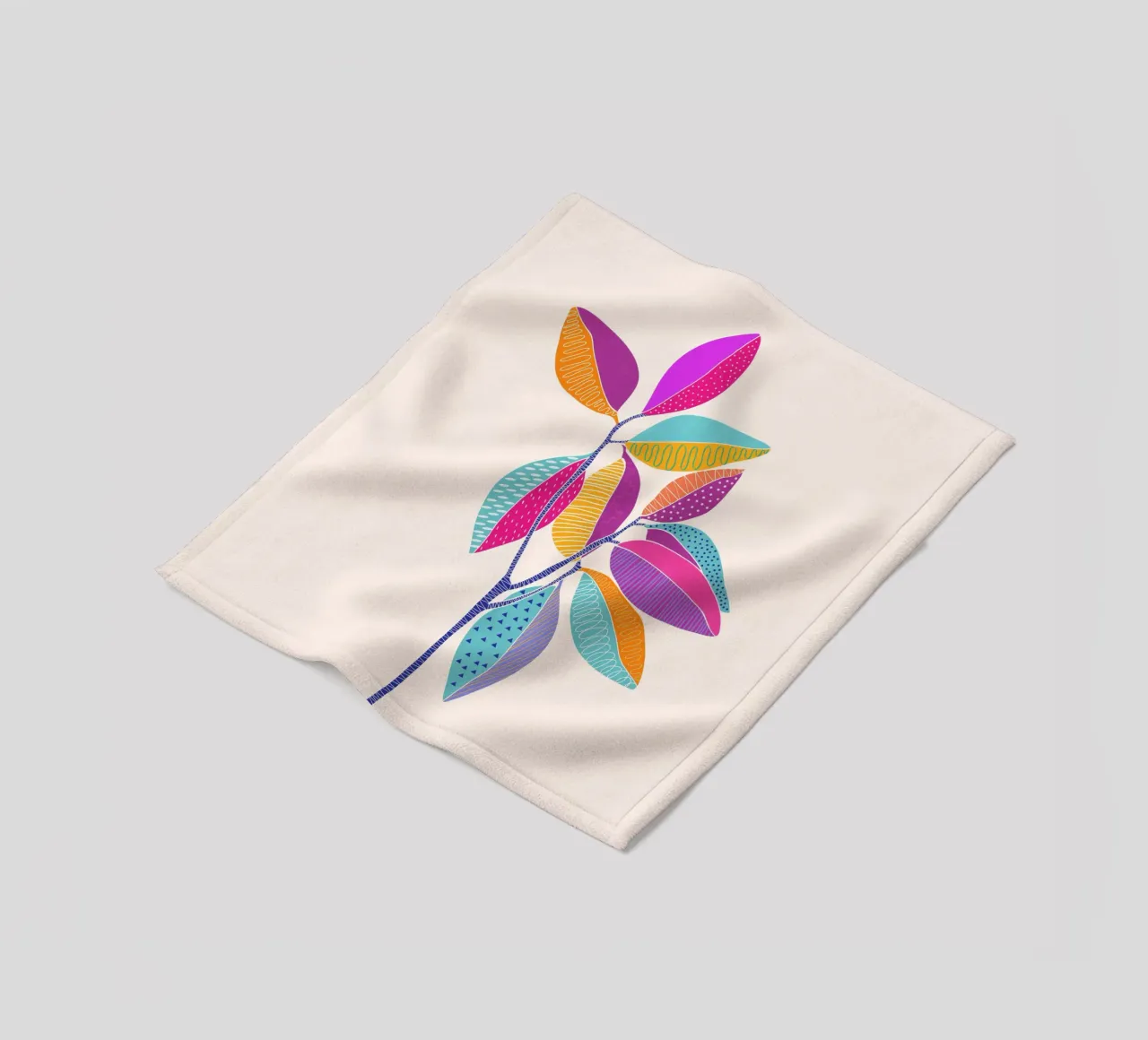 Gatti e puntini - Foglie colorate coperta in pile da The Artcircle