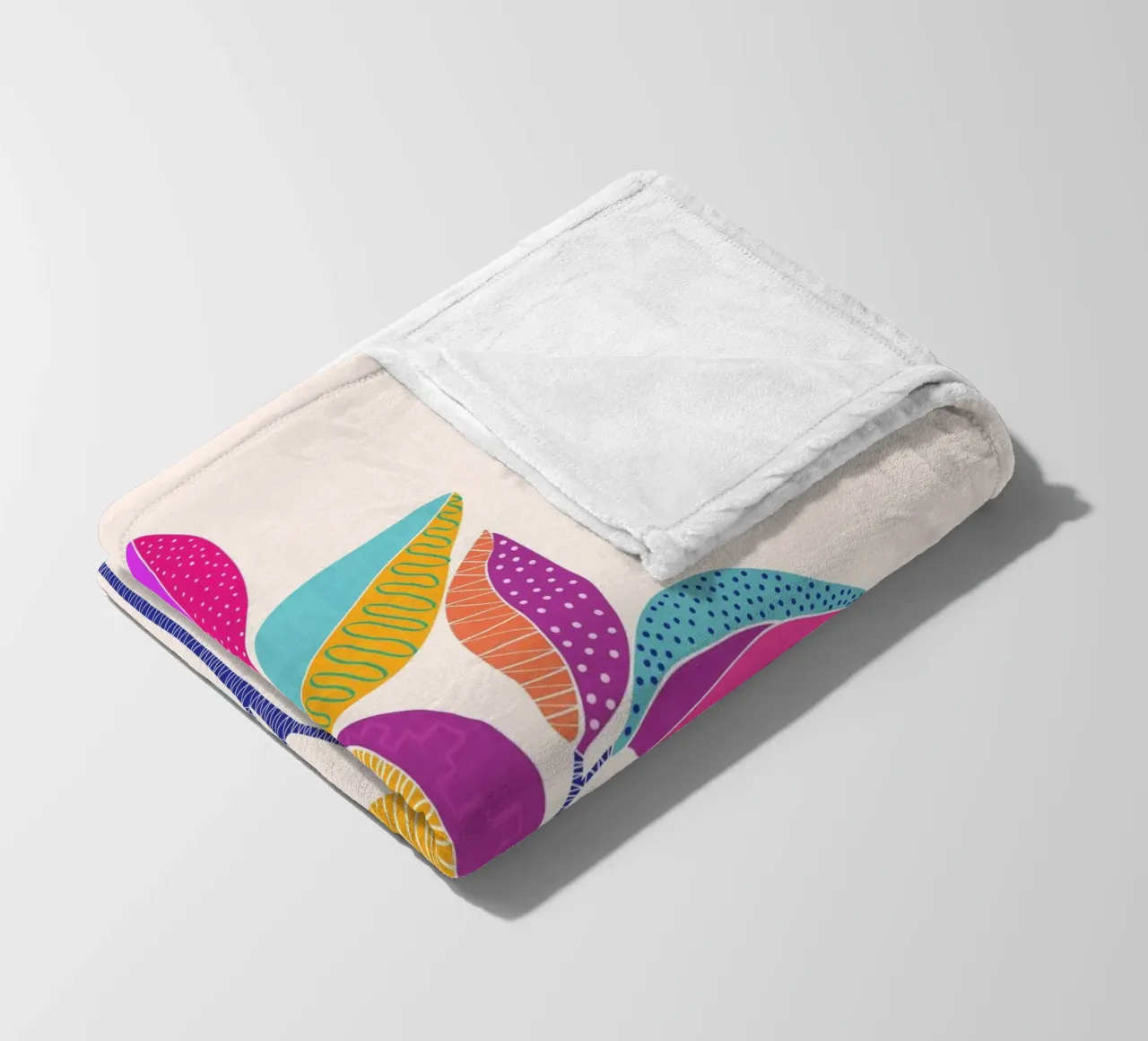 Gatti e puntini - Foglie colorate coperta in pile da The Artcircle