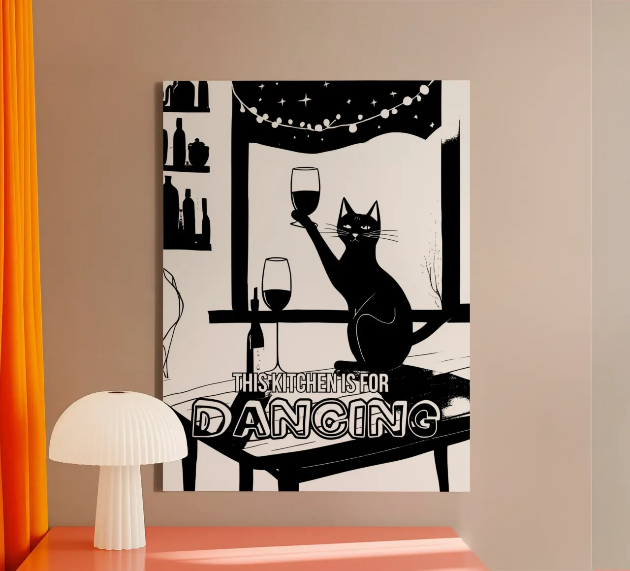cat this kitchen is for dancing tela con Cornice a cassetta da ramosashop
