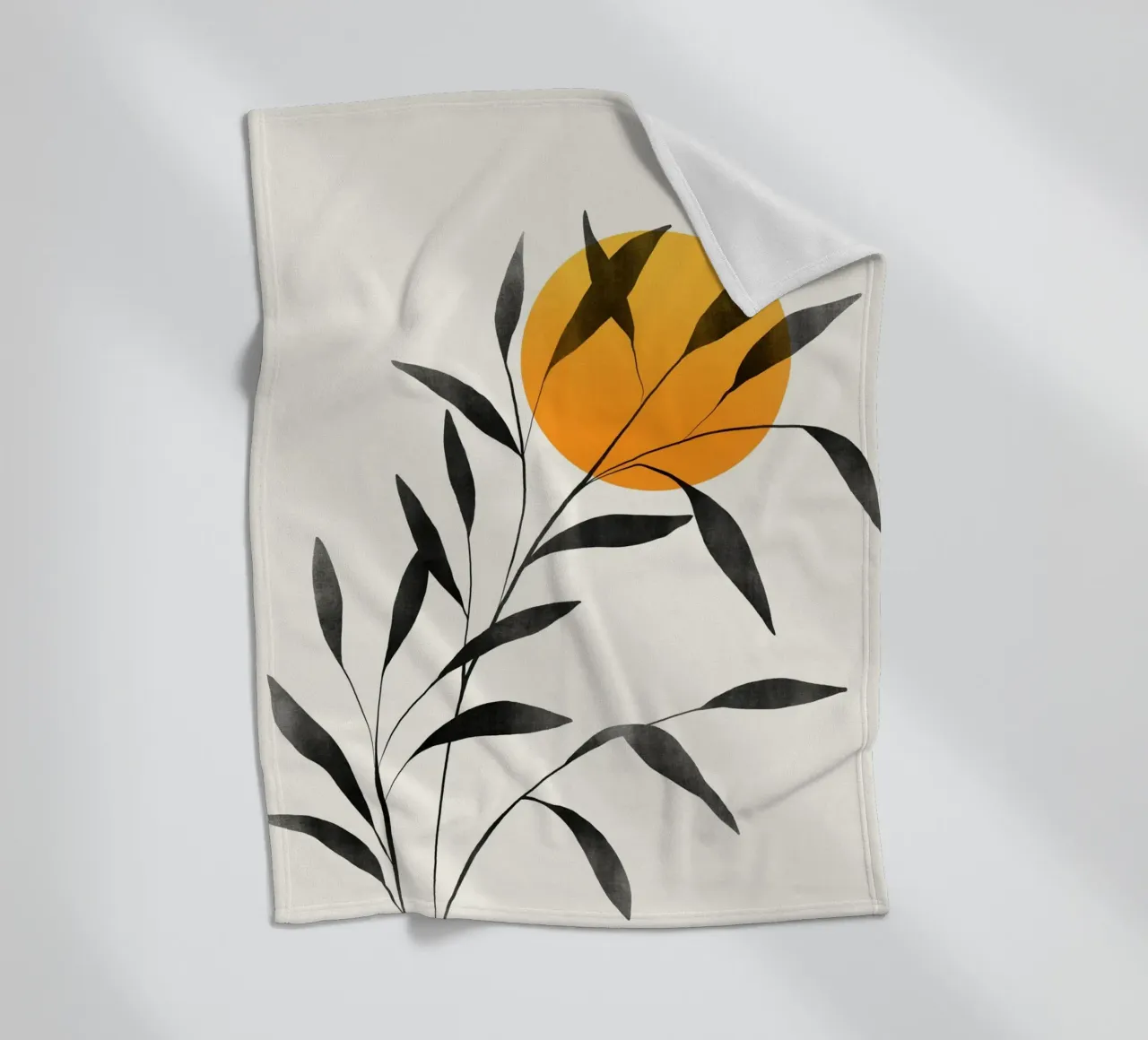 Gatti e puntini - Foglie e tramonto coperta in pile da The Artcircle