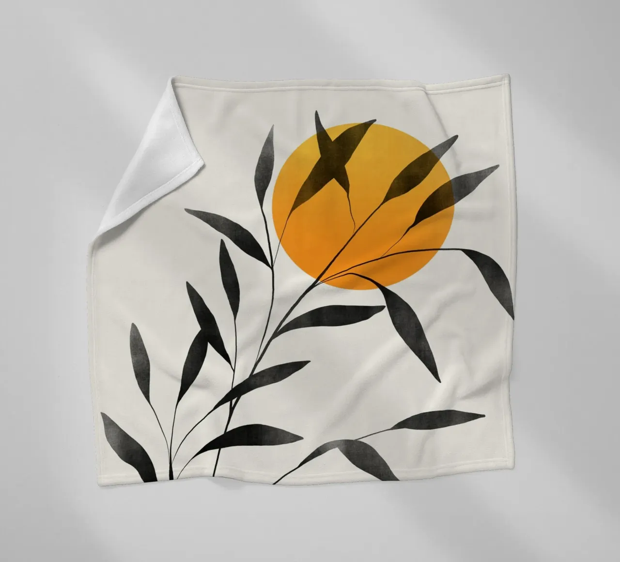 Gatti e puntini - Foglie e tramonto coperta in pile da The Artcircle