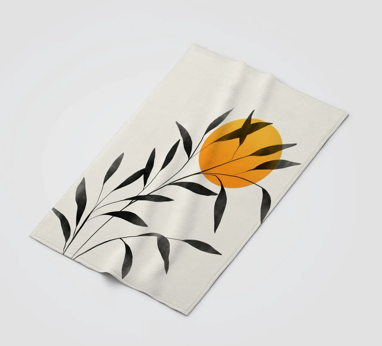 Gatti e puntini - Foglie e tramonto coperta in pile da The Artcircle