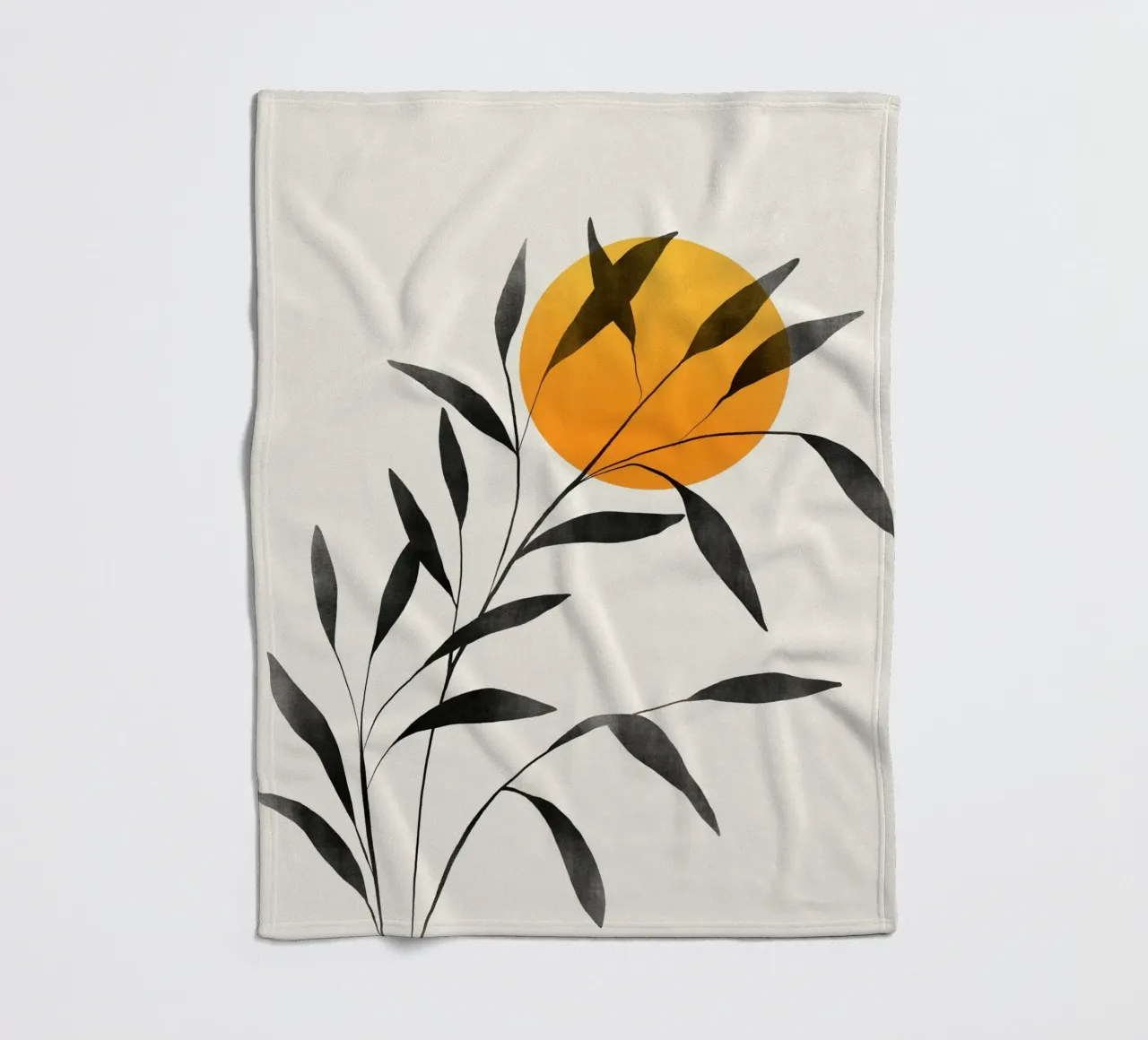 Gatti e puntini - Foglie e tramonto coperta in pile da The Artcircle