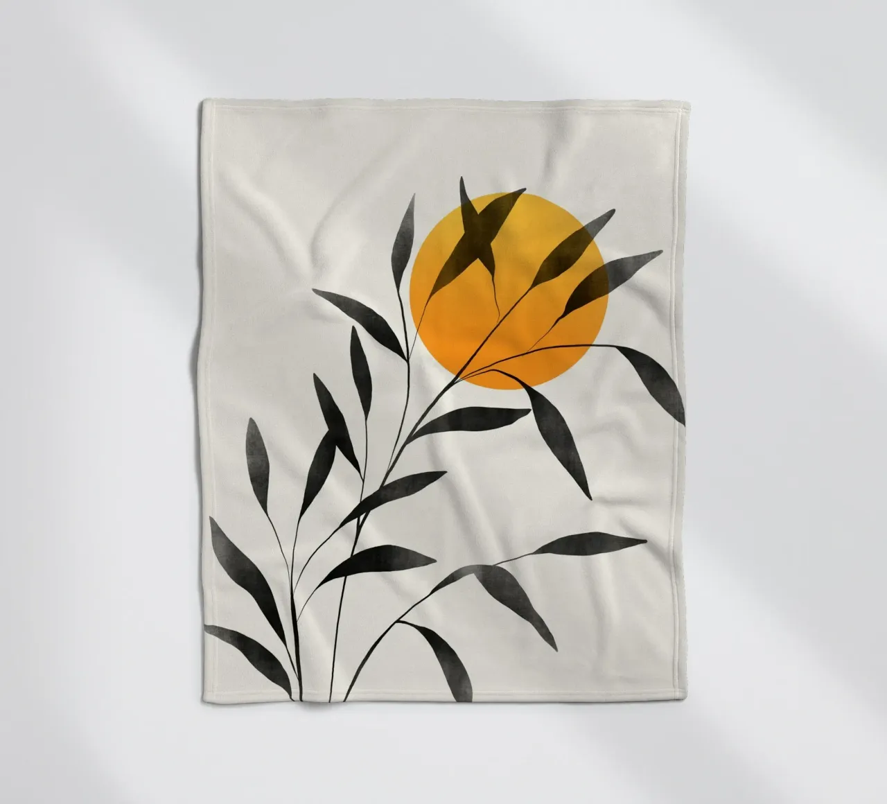 Gatti e puntini - Foglie e tramonto coperta in pile da The Artcircle