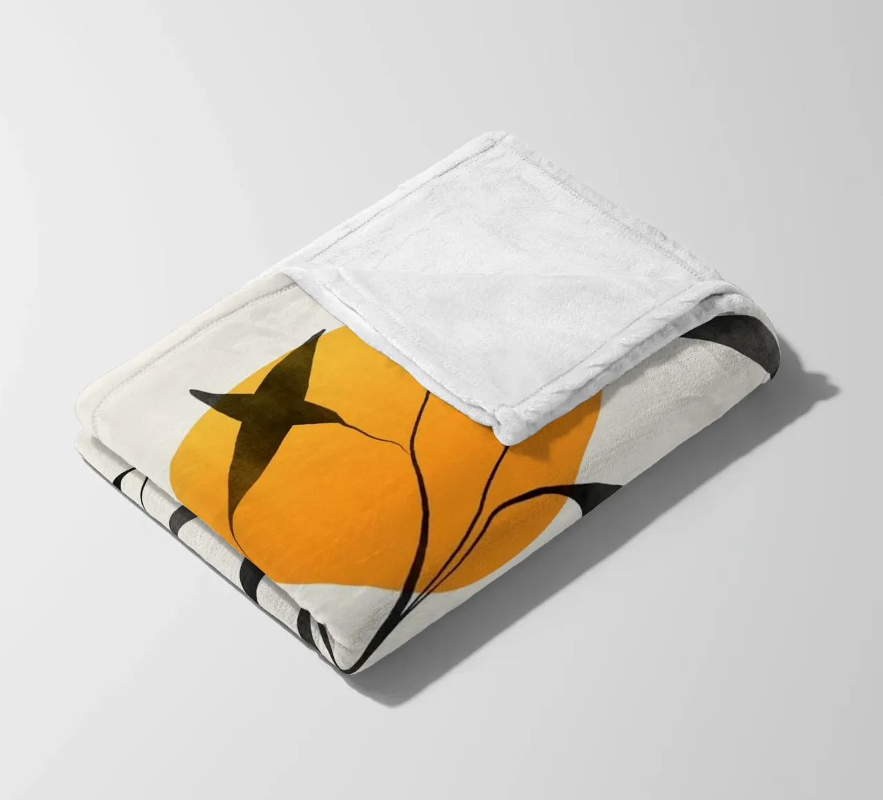 Gatti e puntini - Foglie e tramonto coperta in pile da The Artcircle