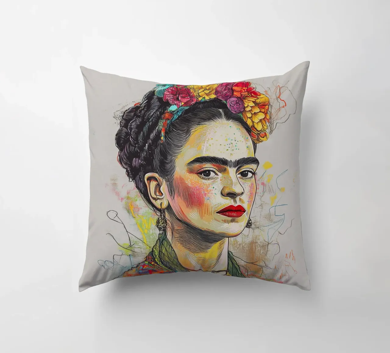 Emotionale Frida Skizze cuscino da Carinaprint