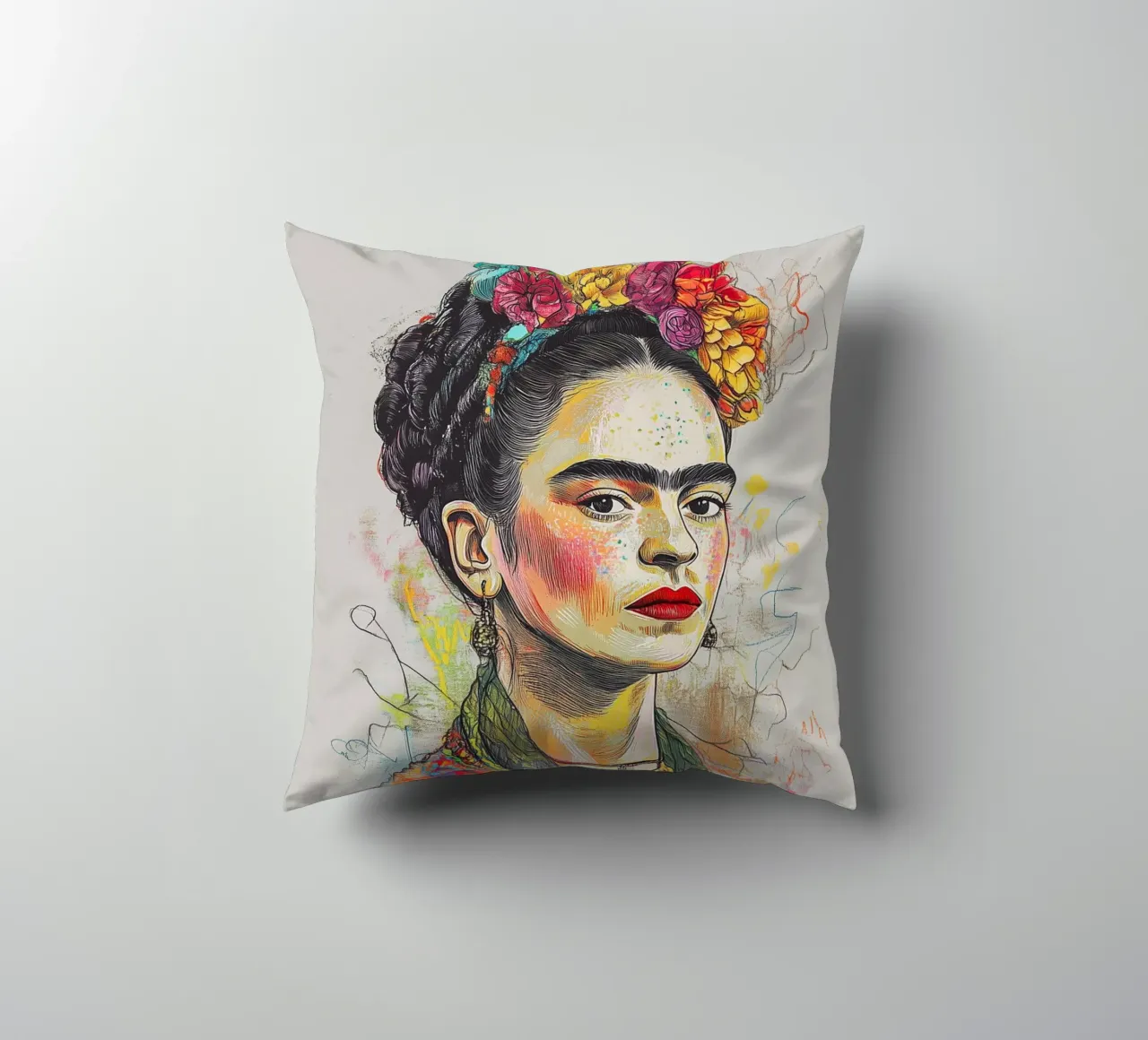 Emotionale Frida Skizze cuscino da Carinaprint