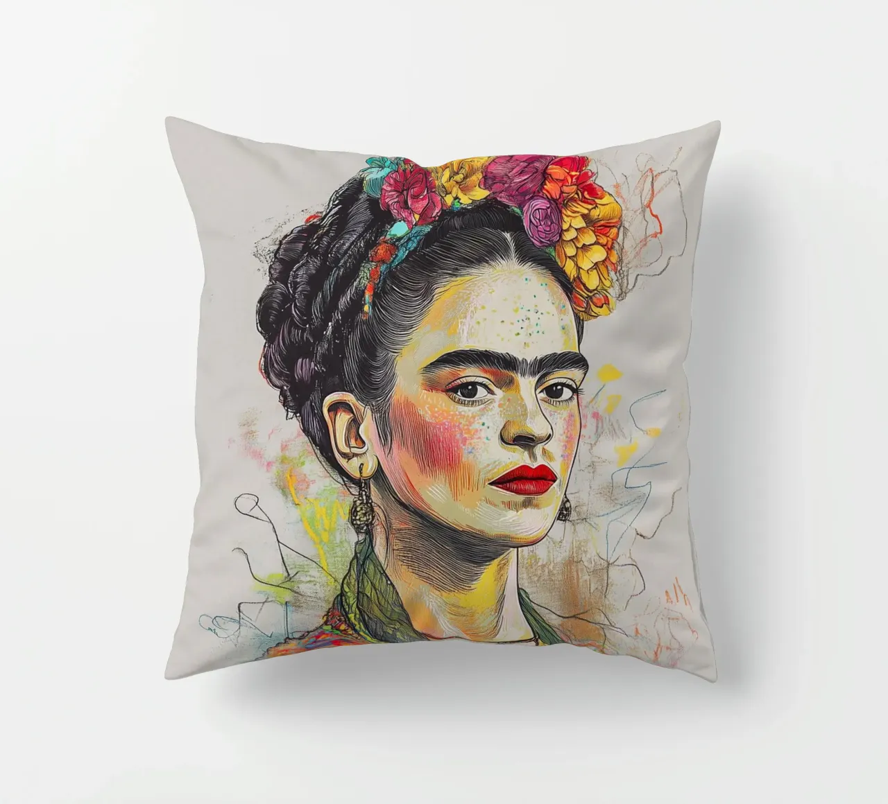 Emotionale Frida Skizze cuscino da Carinaprint