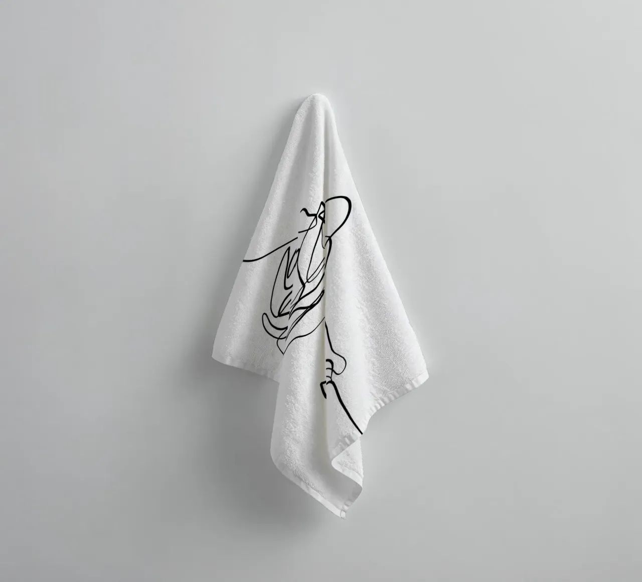Cats & Dotz - Line Art Rose towel by The Artcircle