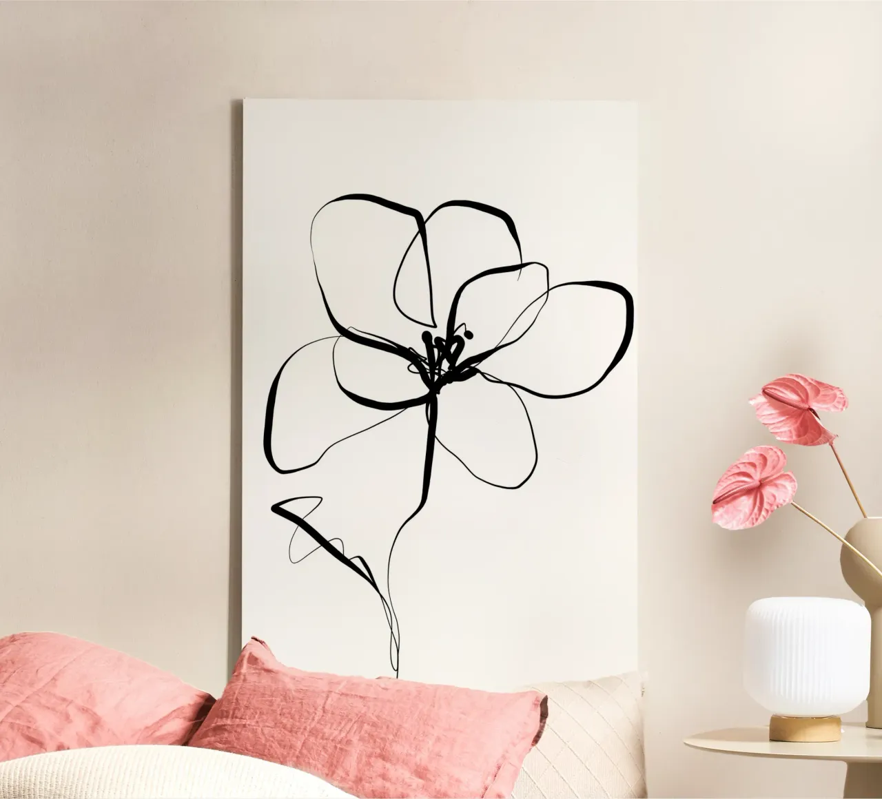 Cats & Dotz - Line Art Magnolia canvas by The Artcircle