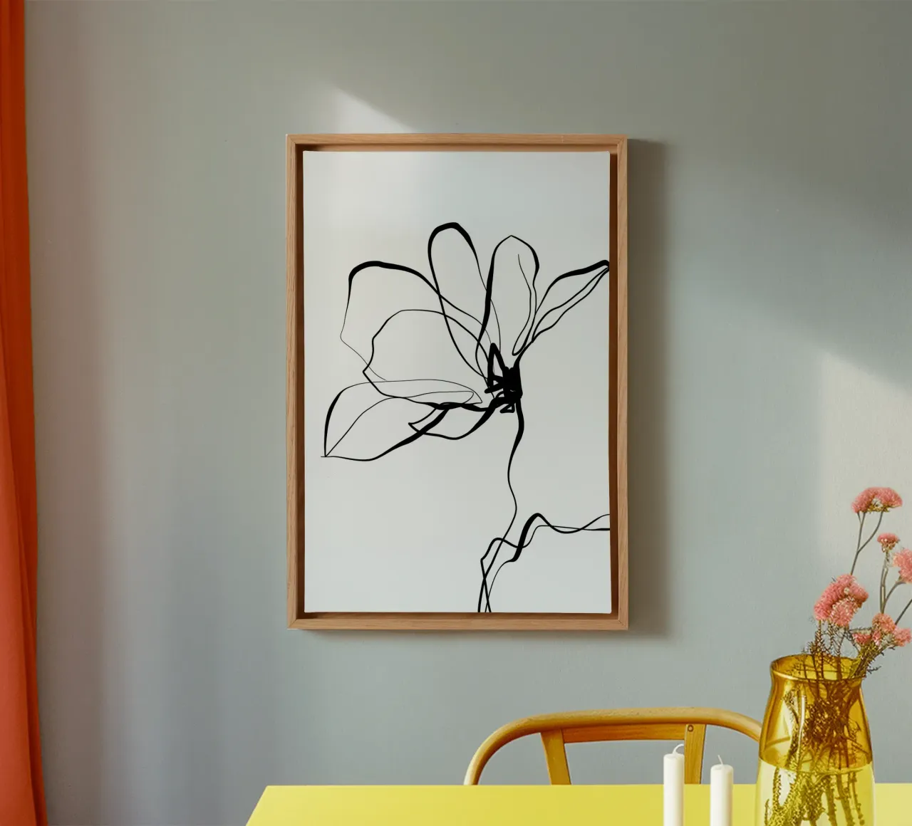 Gatti e puntini - Line Art Magnolia 02 tela con Cornice a cassetta da The Artcircle