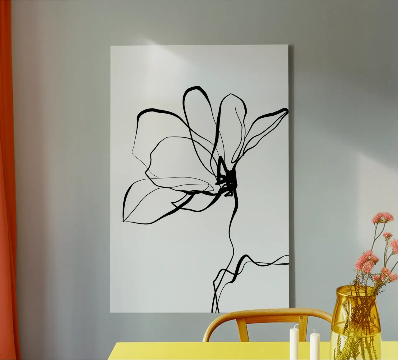 Gatti e puntini - Line Art Magnolia 02 tela con Cornice a cassetta da The Artcircle