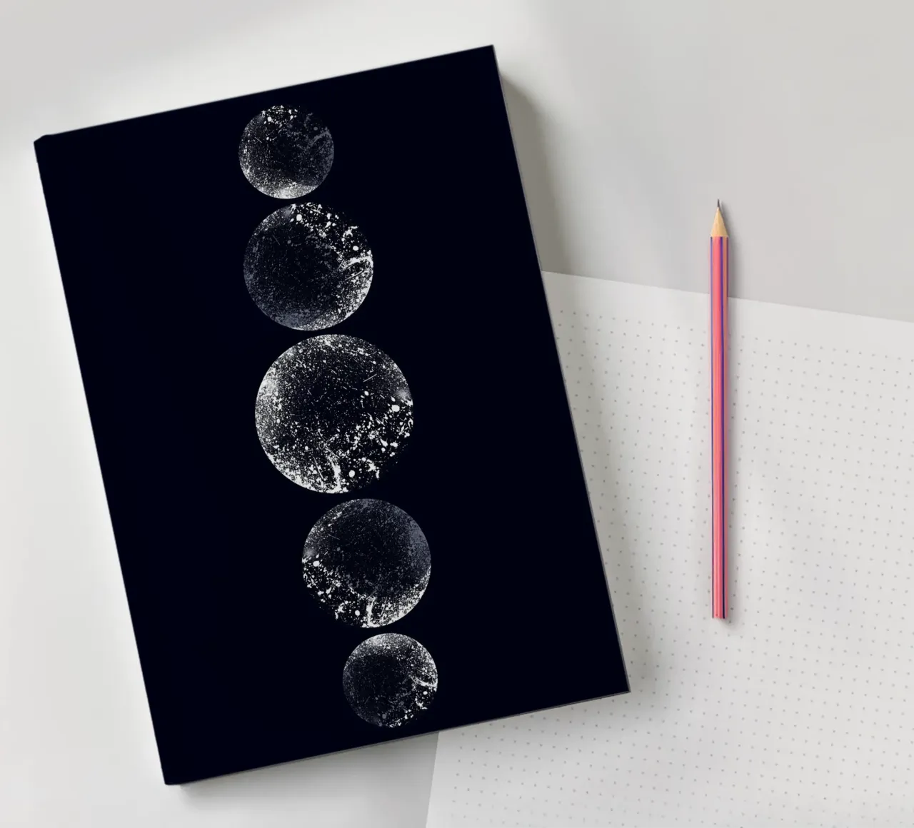 Cats & Dotz - Moons 02 notebook by The Artcircle