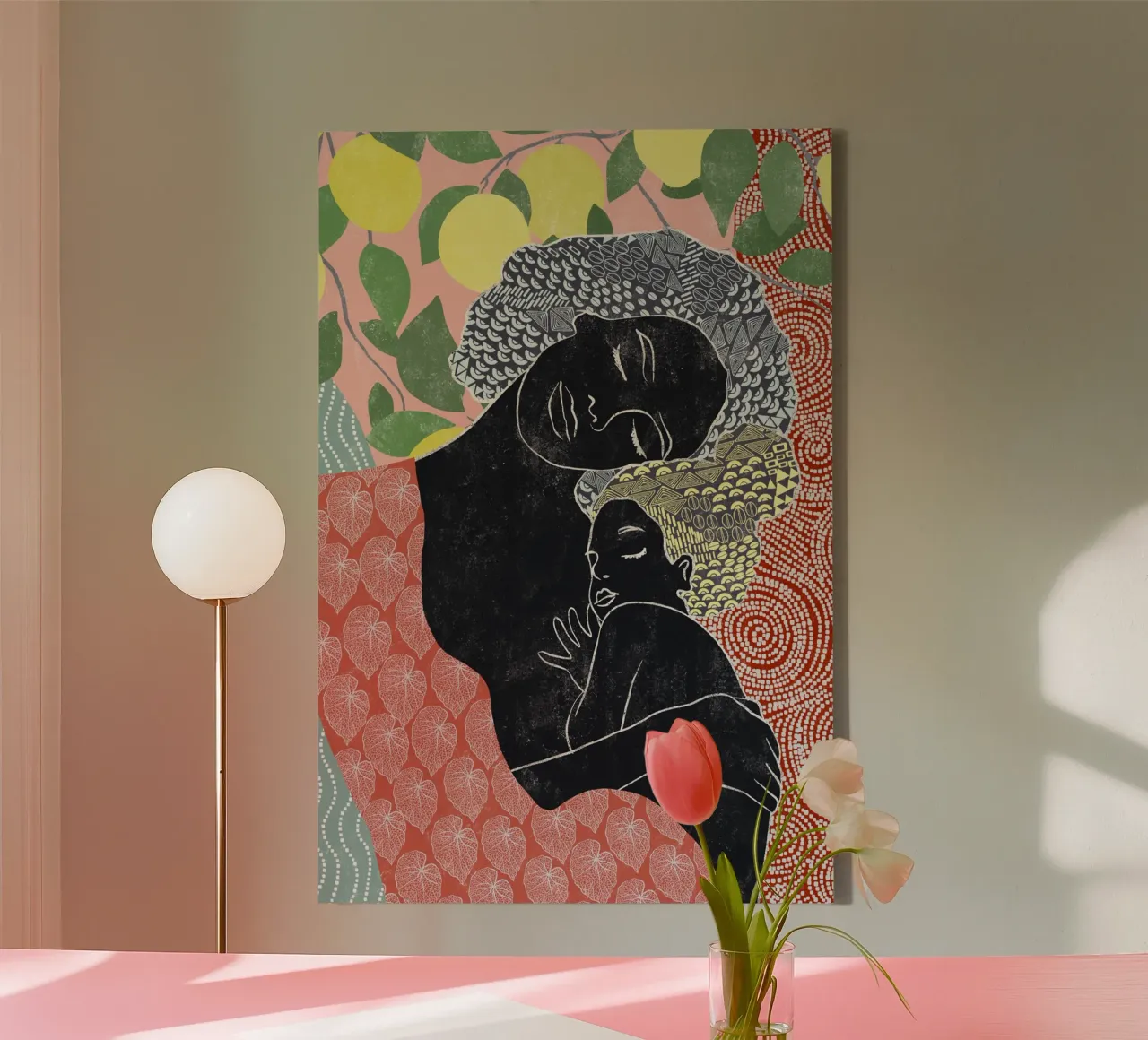 Cats & Dotz - Moeder en dochter 02 canvas met Baklijst van The Artcircle