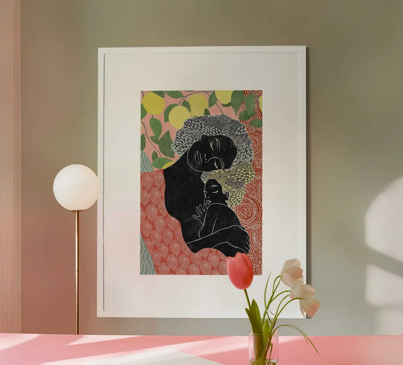 Cats & Dotz - Madre e figlia 02 poster con telaio in legno da The Artcircle