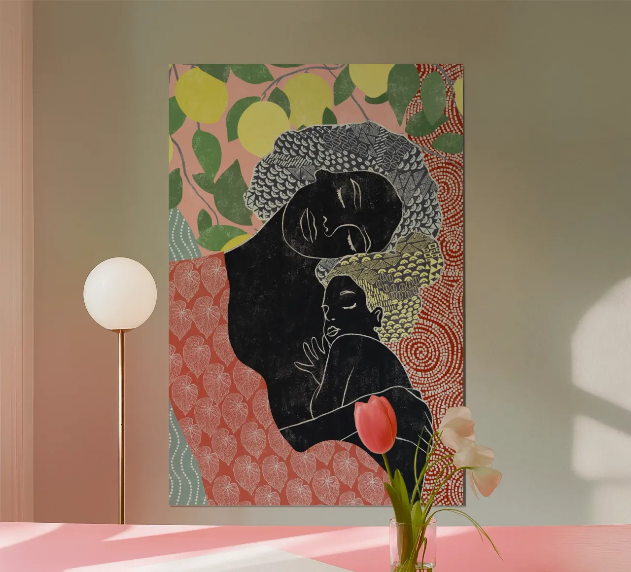 Cats & Dotz - Madre e figlia 02 poster con telaio in legno da The Artcircle