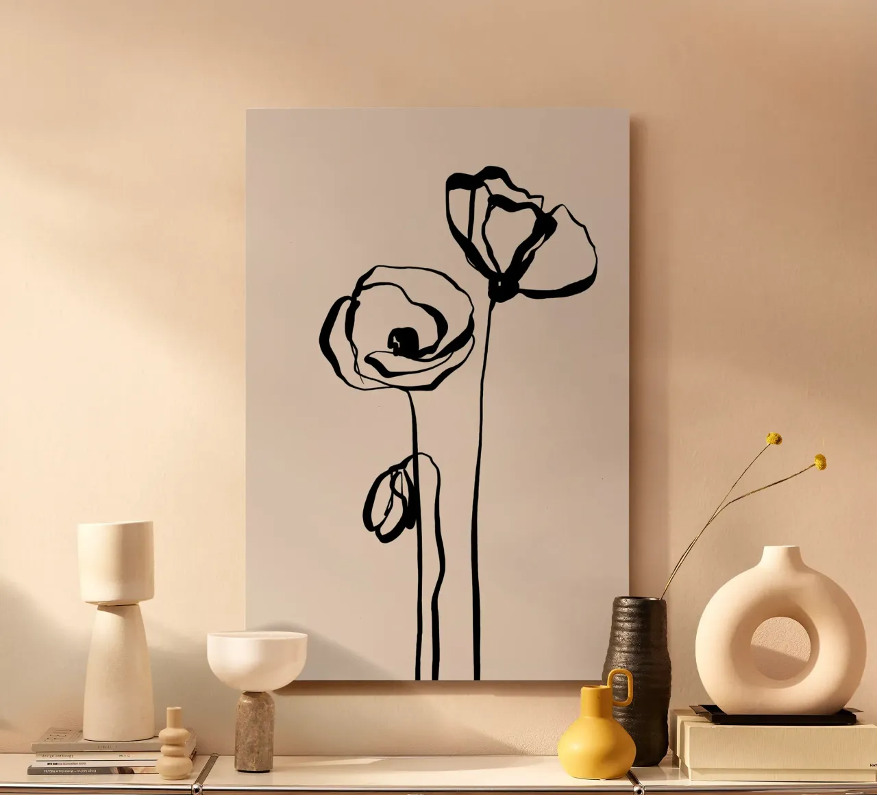 Gatti e puntini - Line Art Poppy 01 alluminio dibond da The Artcircle