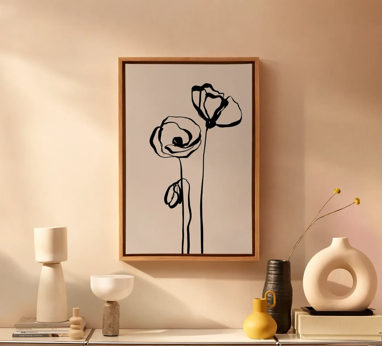 Cats & Dotz - Line Art Poppy 01 canvas by The Artcircle