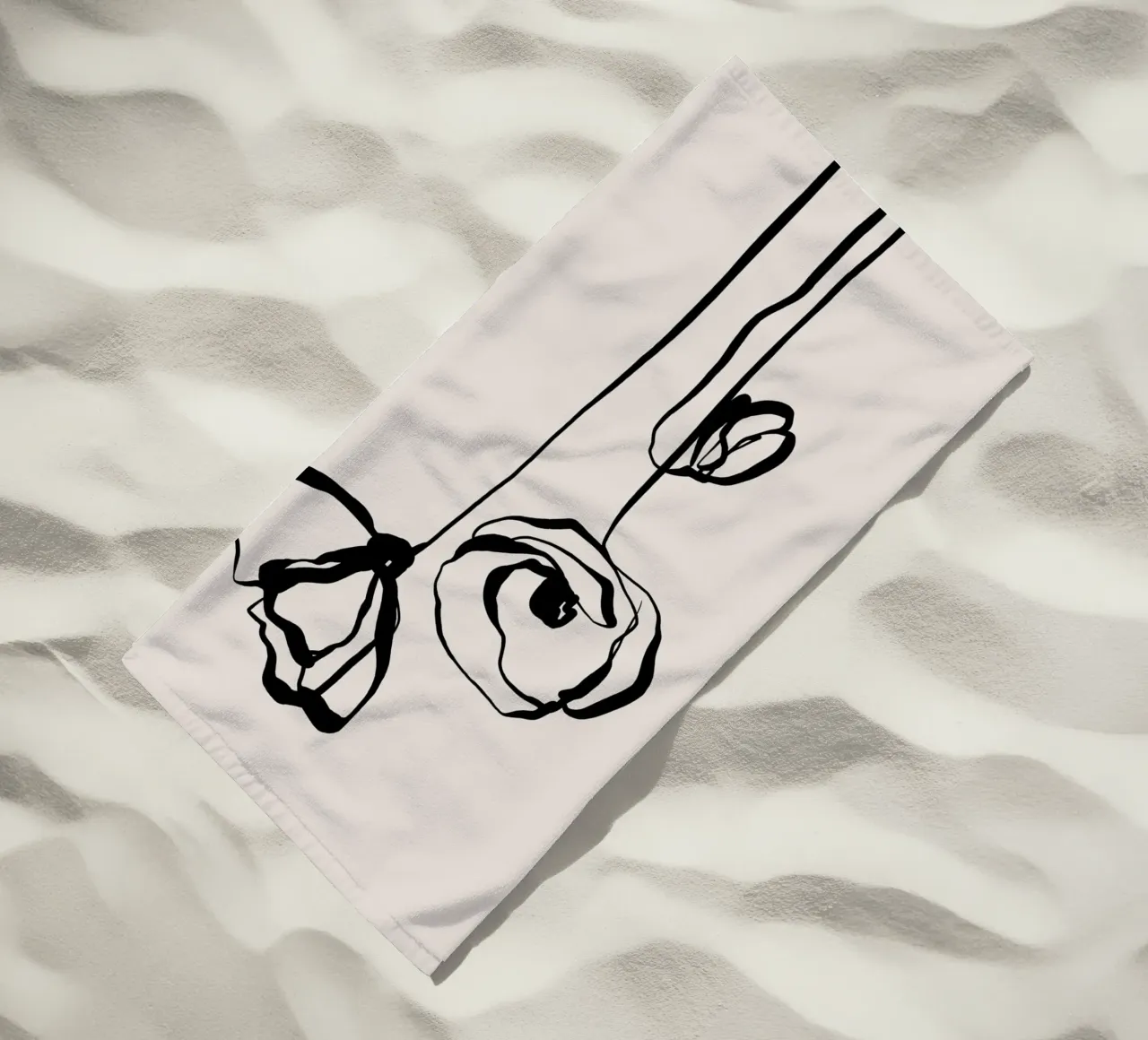 Gatti e puntini - Line Art Poppy 01 telo mare da The Artcircle