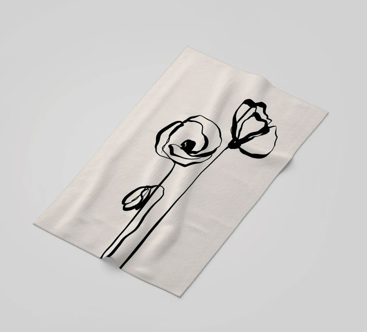 Gatti e puntini - Line Art Poppy 01 telo mare da The Artcircle