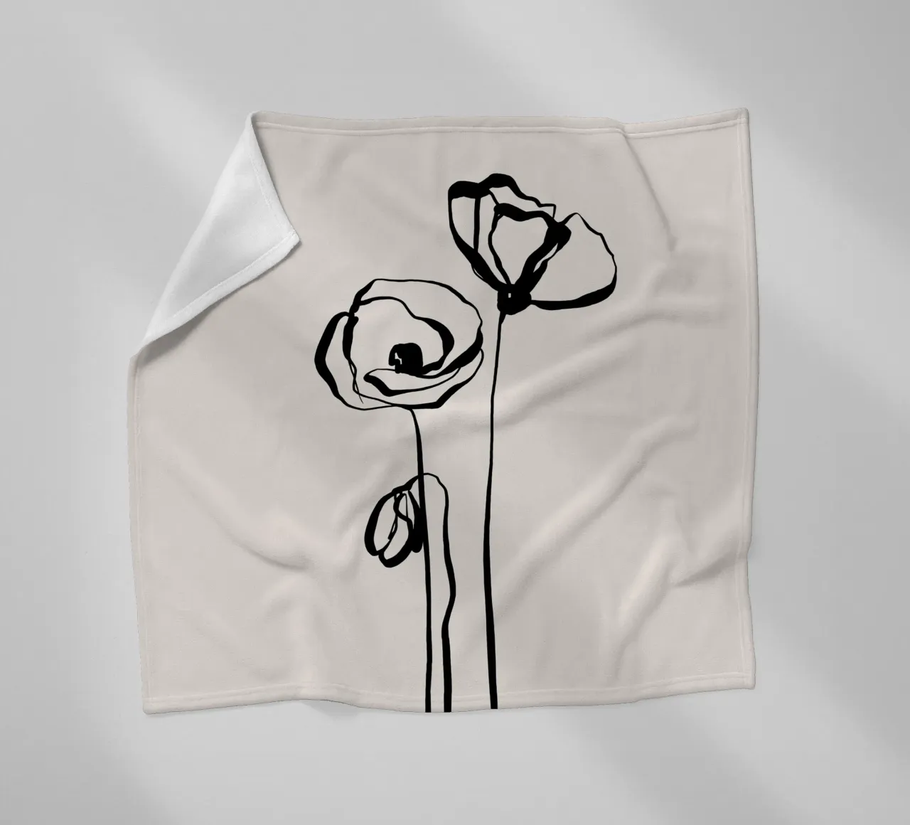 Gatti e puntini - Line Art Poppy 01 coperta in pile da The Artcircle