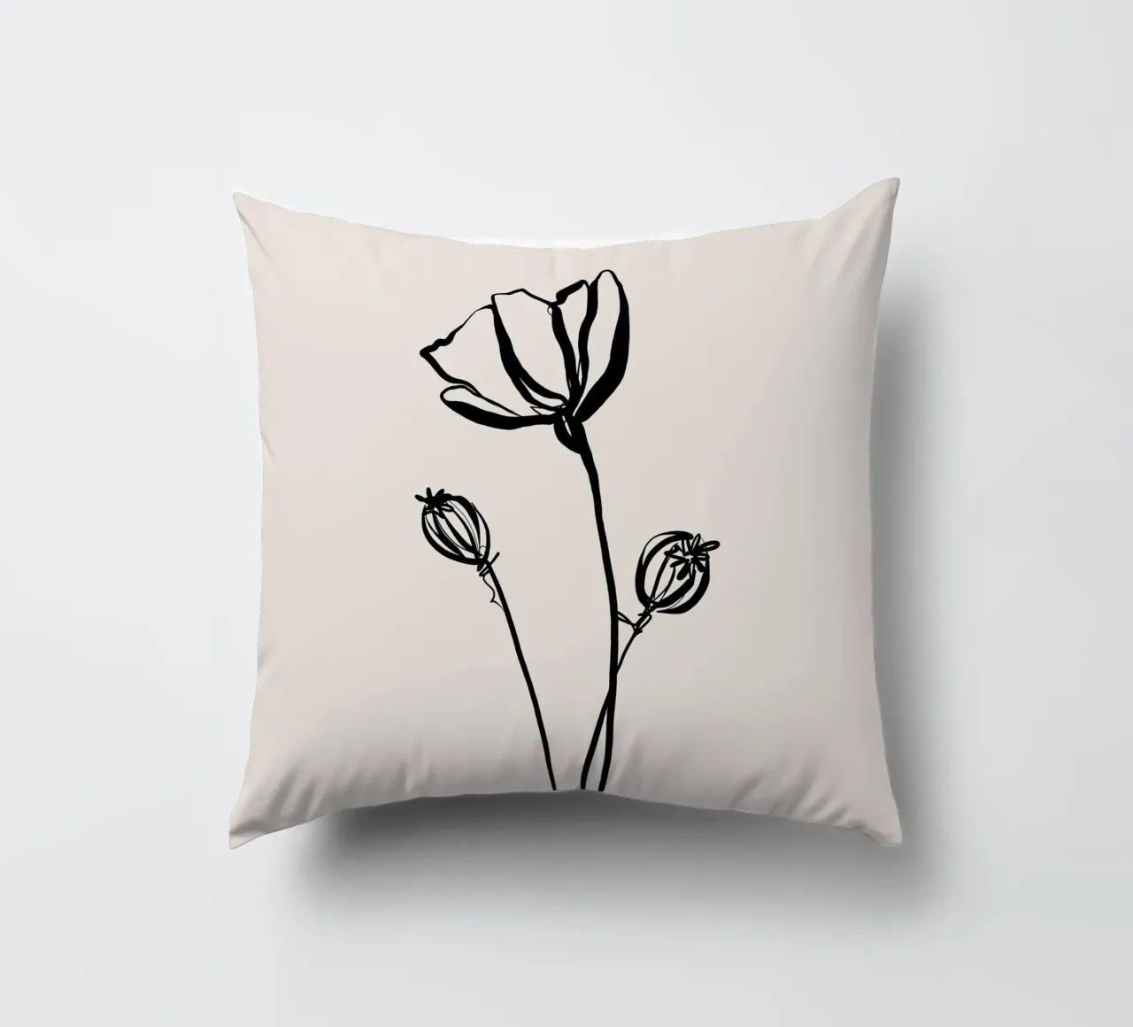 Gatti e puntini - Line Art Poppy 02 cuscino da The Artcircle