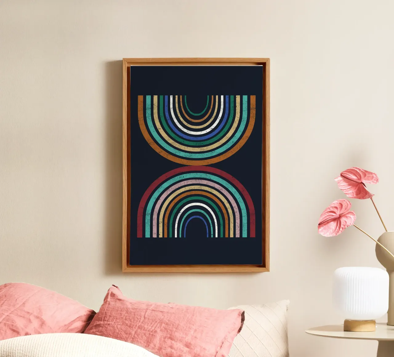 Katten & Dotz - Regenboog 03 canvas met Baklijst van The Artcircle