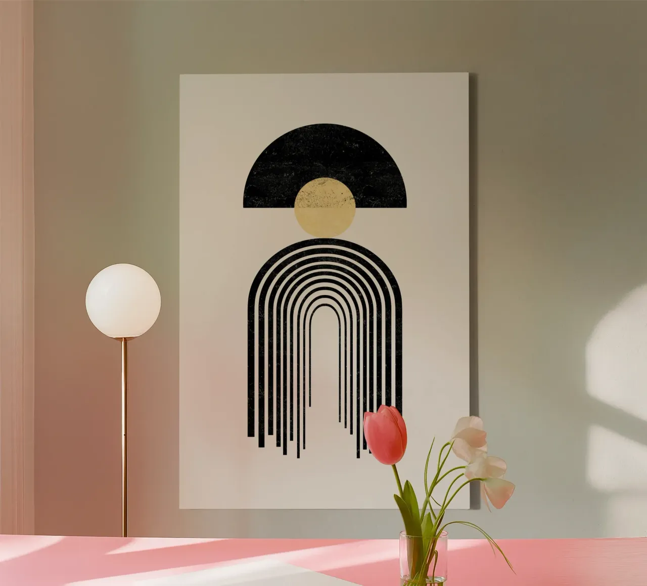 Cats & Dotz - Arcobaleno d'oro 05 tela con Cornice a cassetta da The Artcircle