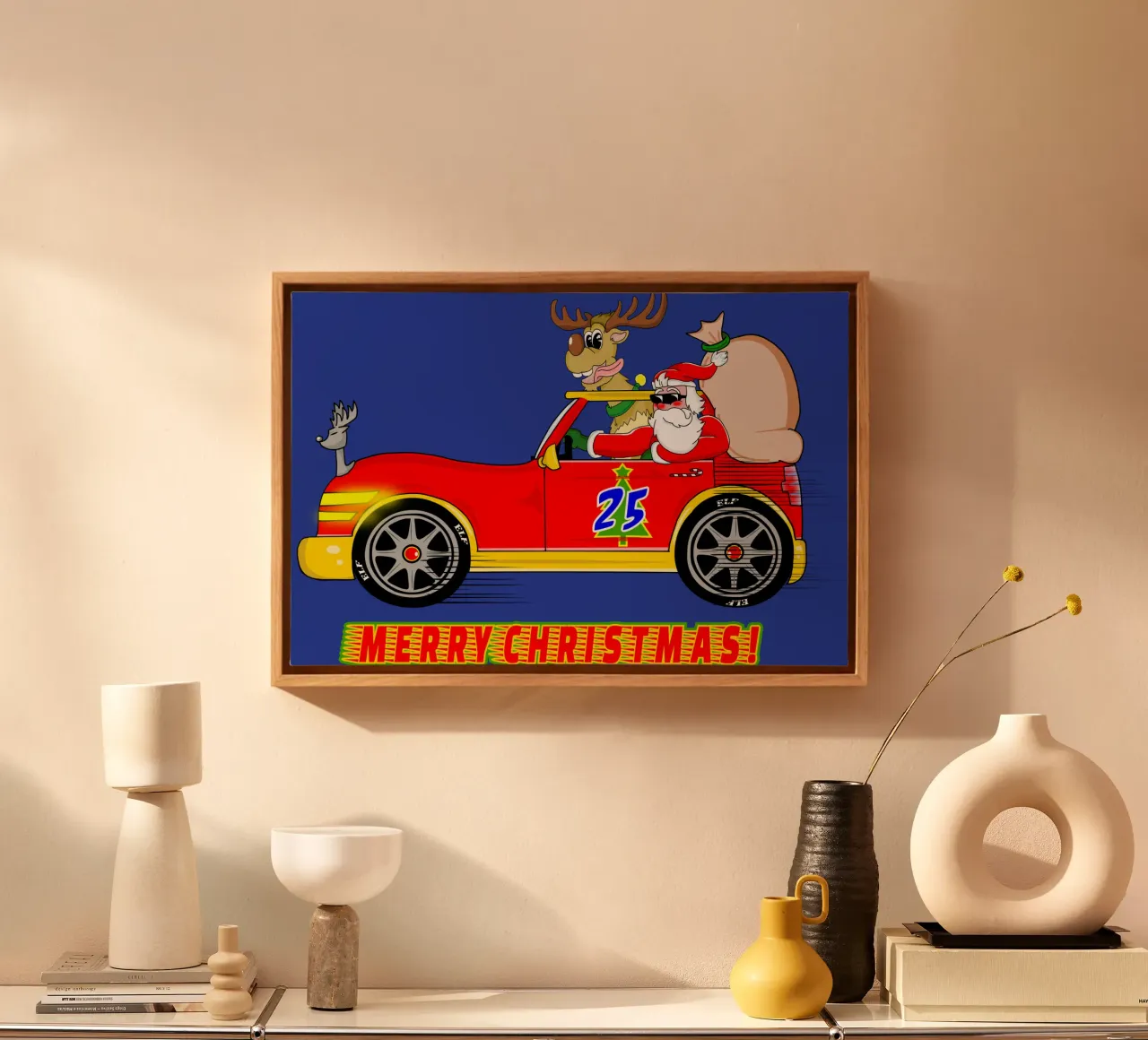 Santa's New Car canvas with Floater frame by sillyindustries