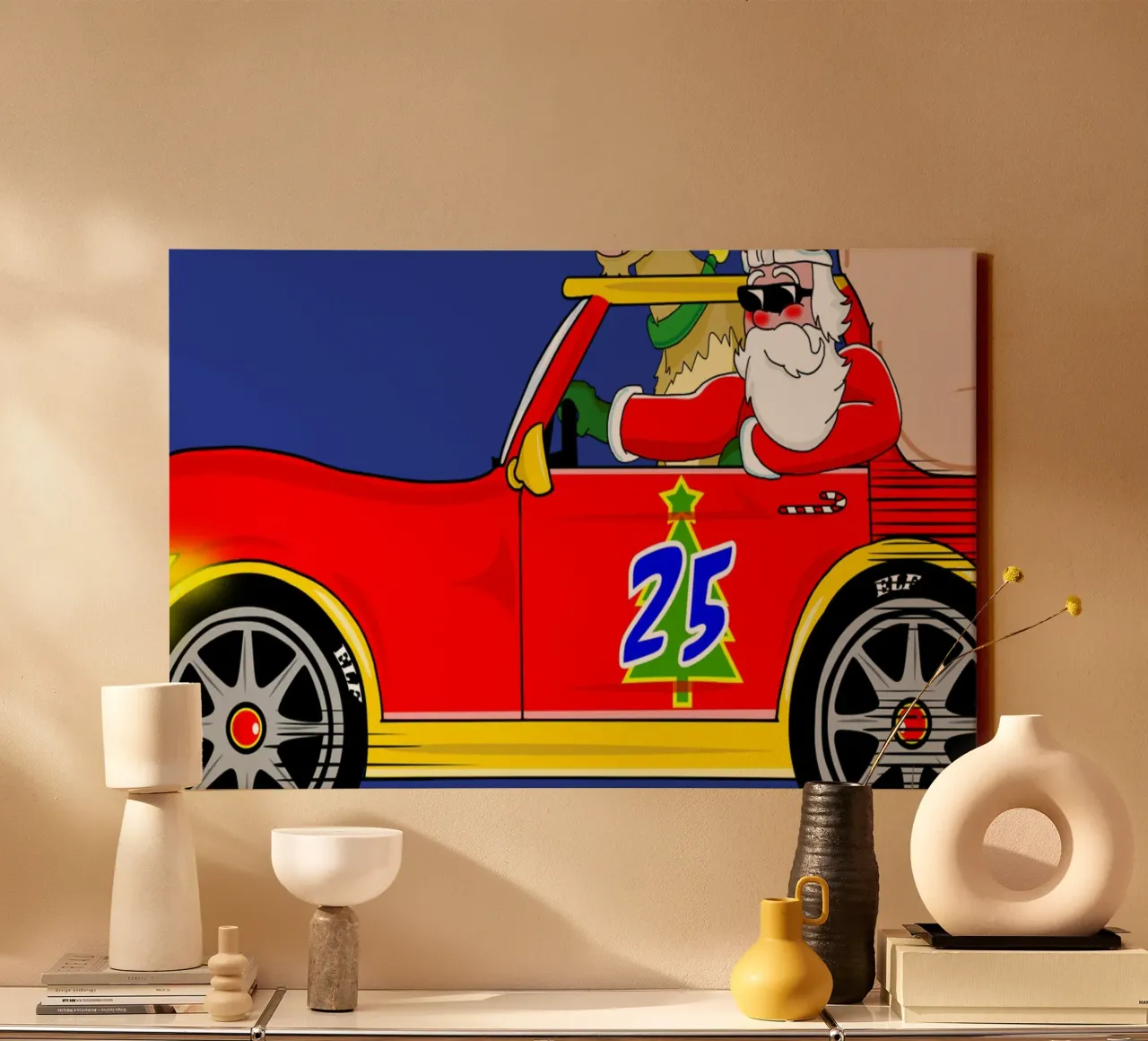 Santa's New Car canvas with Floater frame by sillyindustries